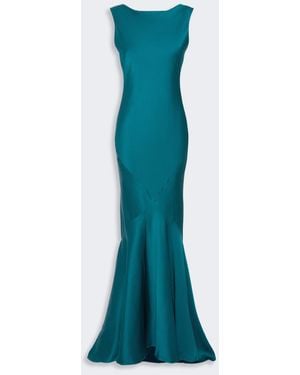 Max Mara Long Envers Satin Dress - Blue