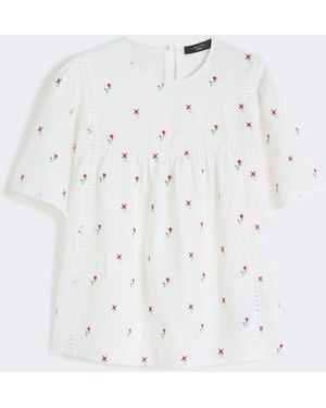 Max Mara Linen Canvas And Stretch Jersey Top - White
