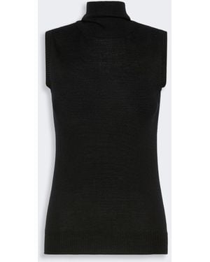 Max Mara Sleeveless Pure Wool Sweater - Black