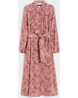 Max Mara Printed Silk Shirt Dress - Red