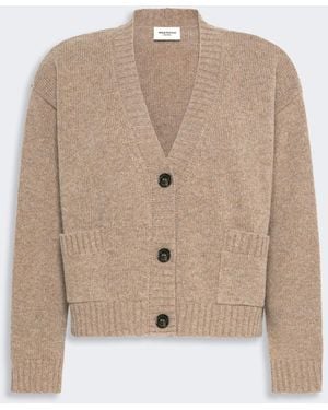 Max Mara V-Neck Wool Yarn Cardigan - Natural