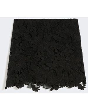 Max Mara Floral Macramé Skirt - Black