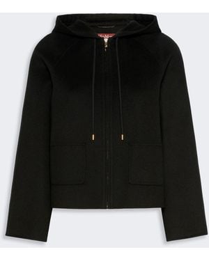 Max Mara Wool, Cashmere And Silk Short Hooded Coat - Black