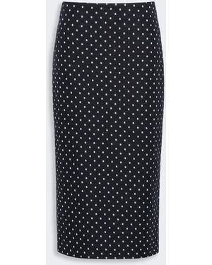 Max Mara Polka Dot Jersey Midi Skirt - Black