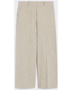Max Mara Cotton And Linen Seersucker Pants - White