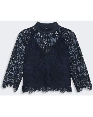 Max Mara Macramé Lace Blouse - Blue