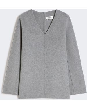 Max Mara Wool Broadcloth Blouse - Gray