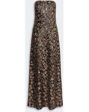 Max Mara Embroidered And Sequinned Tulle Bustier Dress - Natural