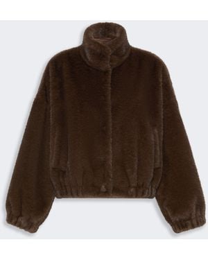 Max Mara Fluffy-Textured Short Jacket - Brown