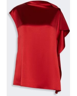 Max Mara Silk Top With Ruffle Detail - Red