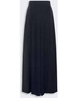 Max Mara Wool Pants With Plissé-Pleated Detail - Blue