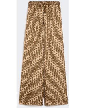 Max Mara Wide-Fit Printed Silk Pants - Natural