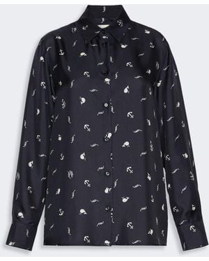Max Mara Printed Silk Shirt - Blue