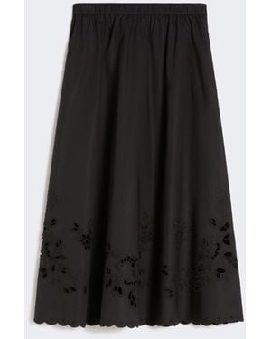Max Mara Cotton-Poplin Midi Skirt - Black