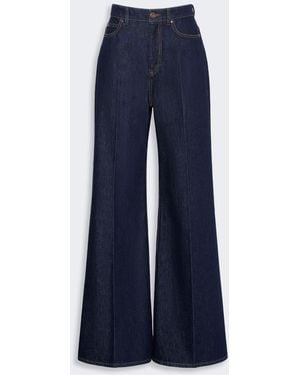Max Mara Cotton Denim Palazzo Jeans - Blue