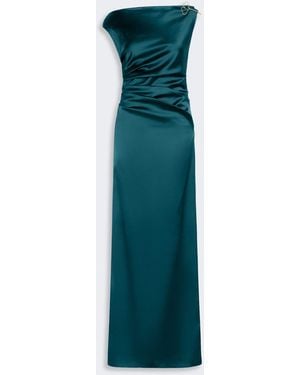 Max Mara Long Stretch Satin Dress - Green