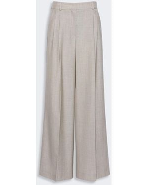 Max Mara Wide-Leg Woolen Cloth Pants - White