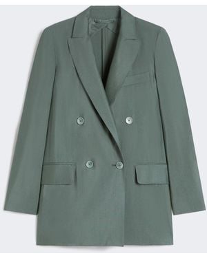 Max Mara Double-Breasted Wool And Silk Blazer - Green