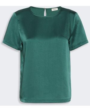 Max Mara Satin Crew-Neck T-Shirt - Green
