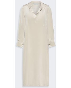 Max Mara Silk Crepe De Chine Polo Dress - White