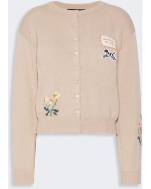 Max Mara Inlay-Detail Cotton Yarn Cardigan - White