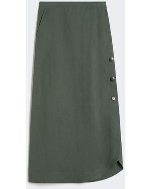 Max Mara Viscose And Linen Canvas Skirt - Green