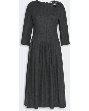 Max Mara Flannel Jersey Midi Dress - Black