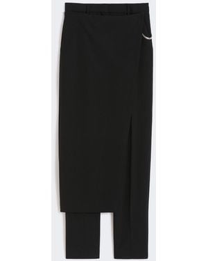 Max Mara Stretch Wool Pants With Removable Panel - Black