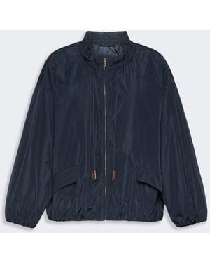 Max Mara Water-Repellent Taffeta Bomber Jacket - Blue
