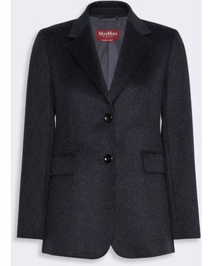 Max Mara Single-Breasted Wool Broadcloth Blazer - Blue