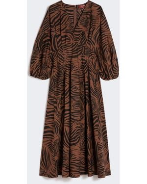 Max Mara Printed Cotton Poplin Dress - Brown