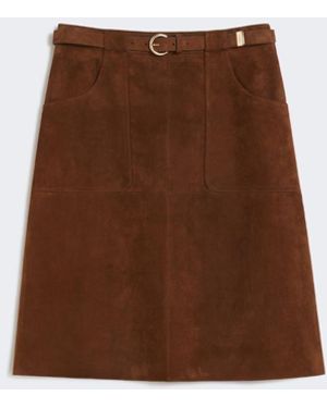 Max Mara Suede Midi Skirt - Brown