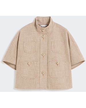 Max Mara Patterned Cotton Cloak - Natural