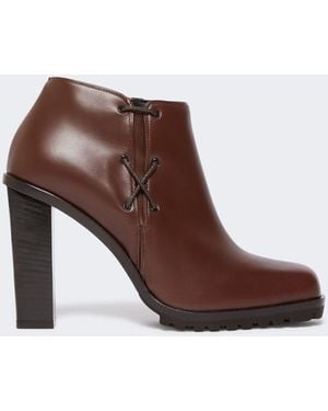 Max Mara Smooth Leather Booties - Brown