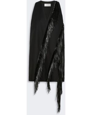 Max Mara Fringed Twill Mini Dress - Black