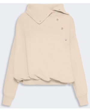 Max Mara Oversized Sweatshirt With An Asymmetric Fastening - Natural
