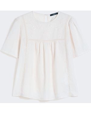 Max Mara Linen Canvas And Stretch Jersey Top - White
