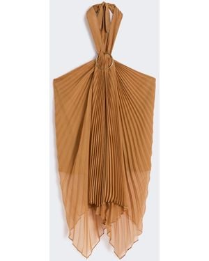 Max Mara Plissé-Pleated Chiffon Top - White