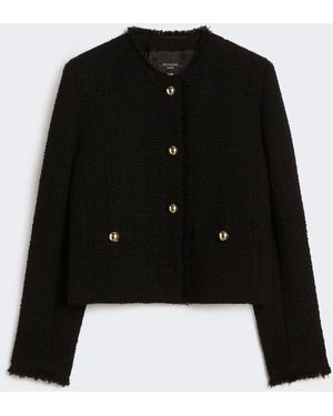 Max Mara Wool-Blend Crew-Neck Jacket - Black