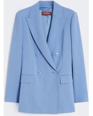 Max Mara Fitted Wool Crepe Blazer - Blue
