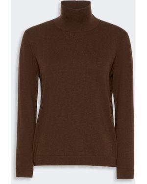 Max Mara Wool And Silk Knit Turtleneck - Brown