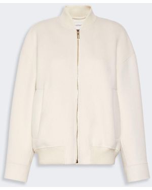 Max Mara Double-Faced Pure Wool Bomber Jacket - White