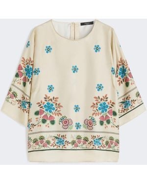 Max Mara Printed Silk Twill Blouse - White