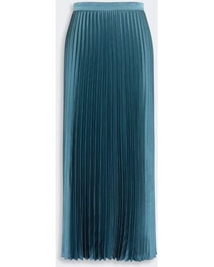 Max Mara Pleated Satin Skirt - Blue