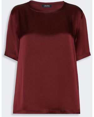 Max Mara Satin Crew-Neck Blouse - Red