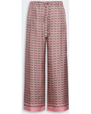 Max Mara Printed Silk Twill Pants With Drawstring - Pink
