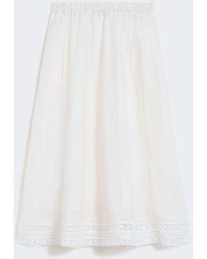 Max Mara Linen Skirt With À Jour Embroidery - White