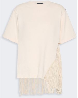 Max Mara Fringed Cotton T-Shirt - White