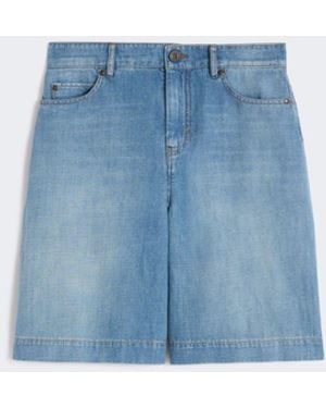 Max Mara Cotton And Linen Denim Bermuda Shorts - Blue
