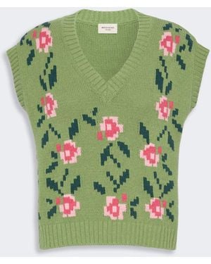 Max Mara Inlaid Cotton-Blend Gilet - Green